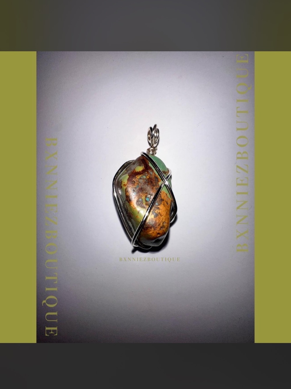 Silver Wire Wrapped Turquoise Unisex Pendant